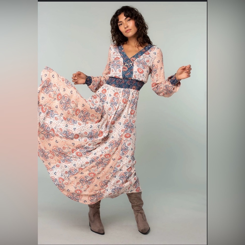 Lovestitch Paisley Maxi Dress in Pink and Blue size small